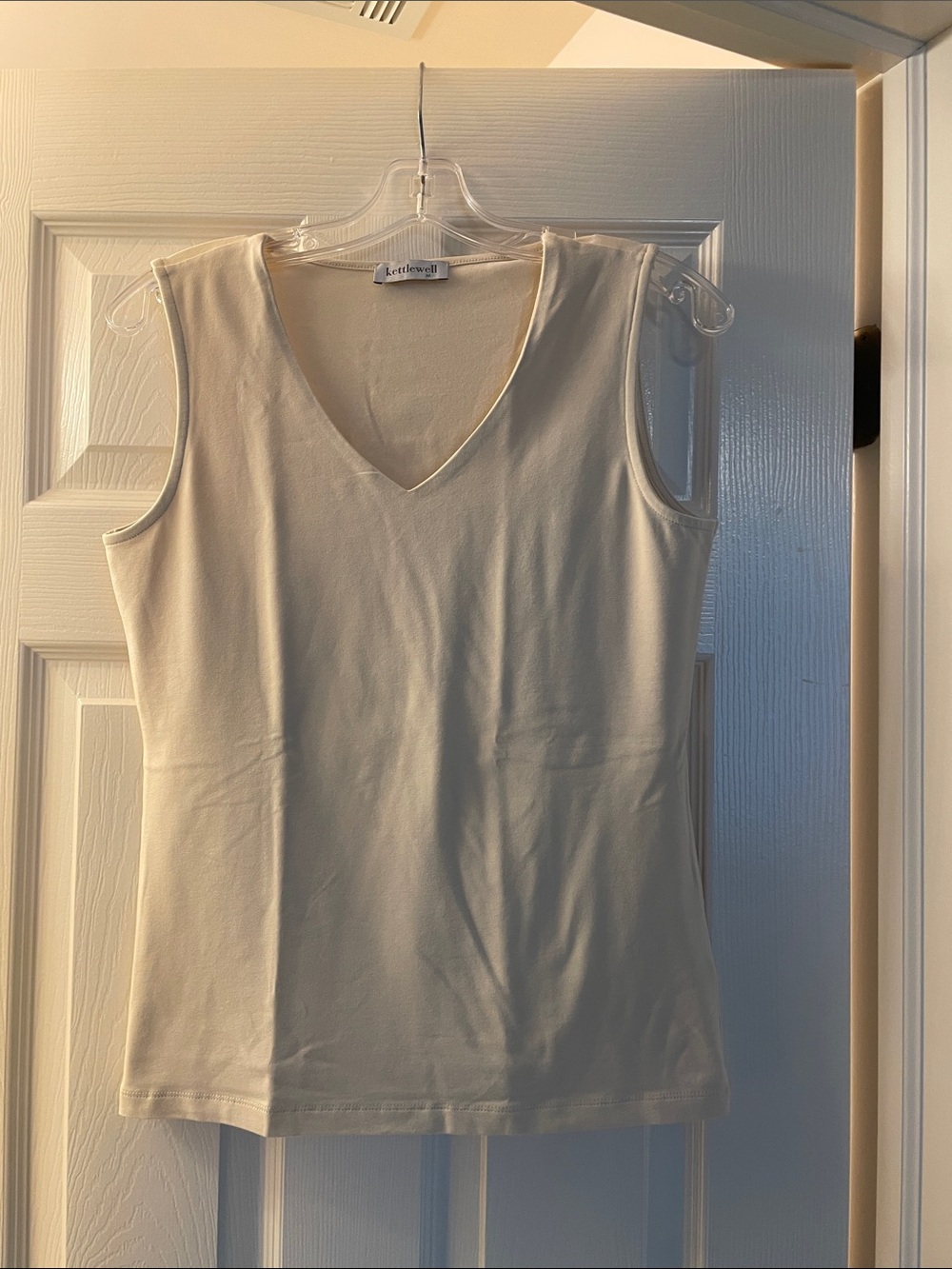 Sleeveless V-Neck Tank Top in Cream by Kettlewell